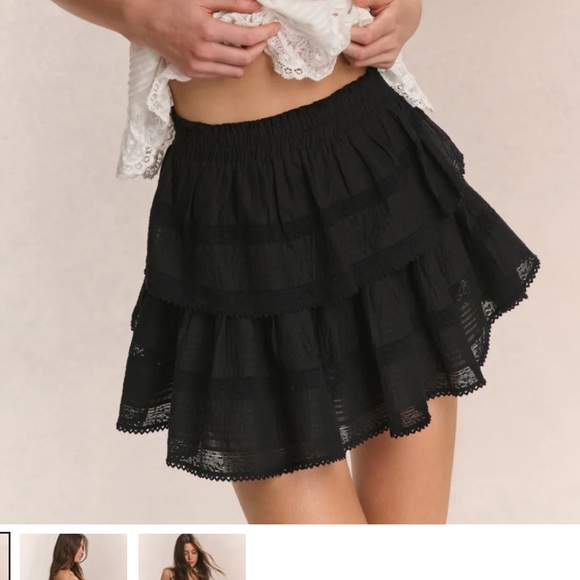 LoveShackFancy Dresses & Skirts - LoveShackFancy Black Ruffle Mini Heritage Skirt